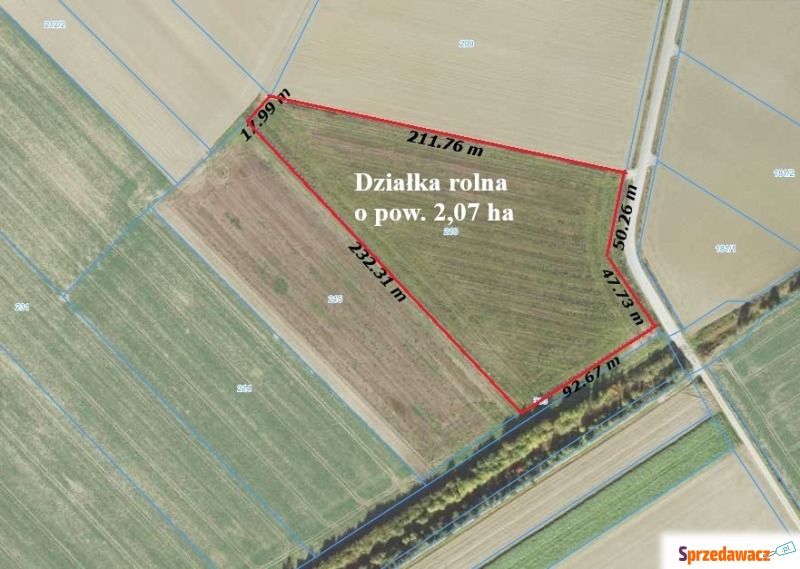 Atrakcyjna działka rolna 2,07 ha,...