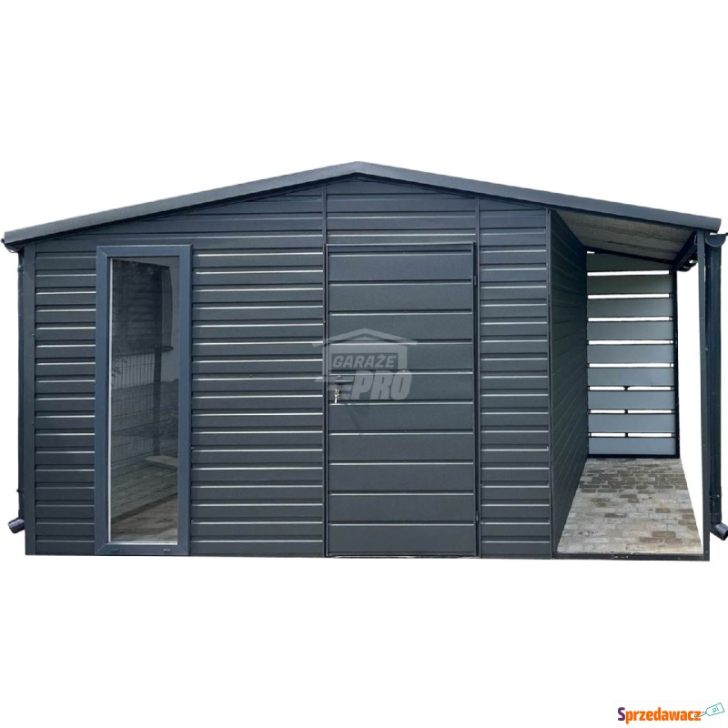 Schowek Domek Ogrodowy 4x2,5m + Wiata 1x2,5m Okno... - Altany, domki, namioty - Kielce