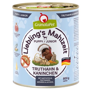 GranataPet Liebling's Mahlzeit, 6 x 800 g - Junior/Puppy, indyk i królik z ziemniakami