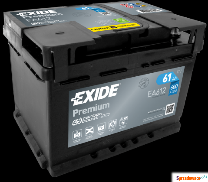 Akumulator 61Ah 600A  Exide Premium  ea612 Prawy... - Akumulatory - Leszno