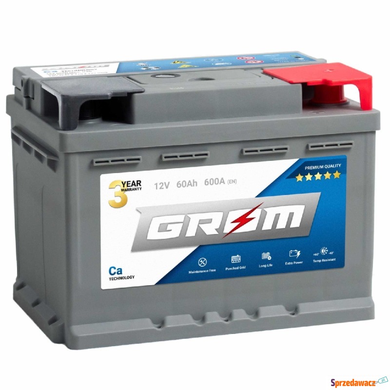Akumulator GROM Premium 60Ah 600A - Darmowy Dowóz... - Akumulatory - Białystok