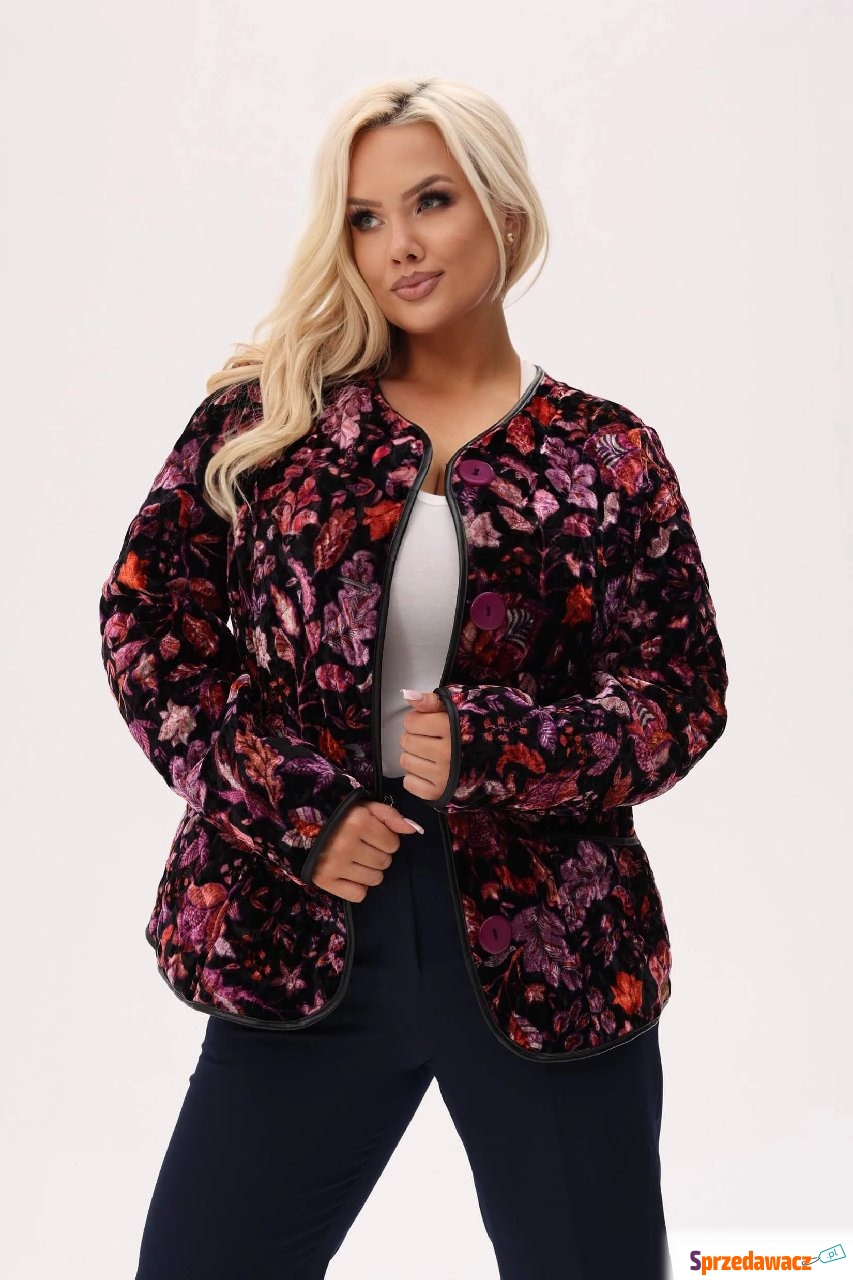 Czarna kurtka Velvet Bloom w kwiaty...
