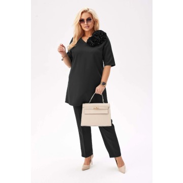 Czarny komplet Violetta - elegancja w nowoczesnym wydaniu PLUS SIZE XXL WIOSNA