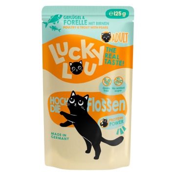 Megapakiet Lucky Lou Adult, 48 x 125 g - Drób i pstrąg