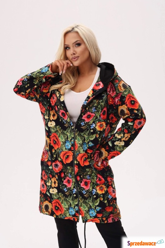 Bluza z kapturem MAKOVSKA - print w maki na c... - Tuniki i bluzy damskie - Słupsk