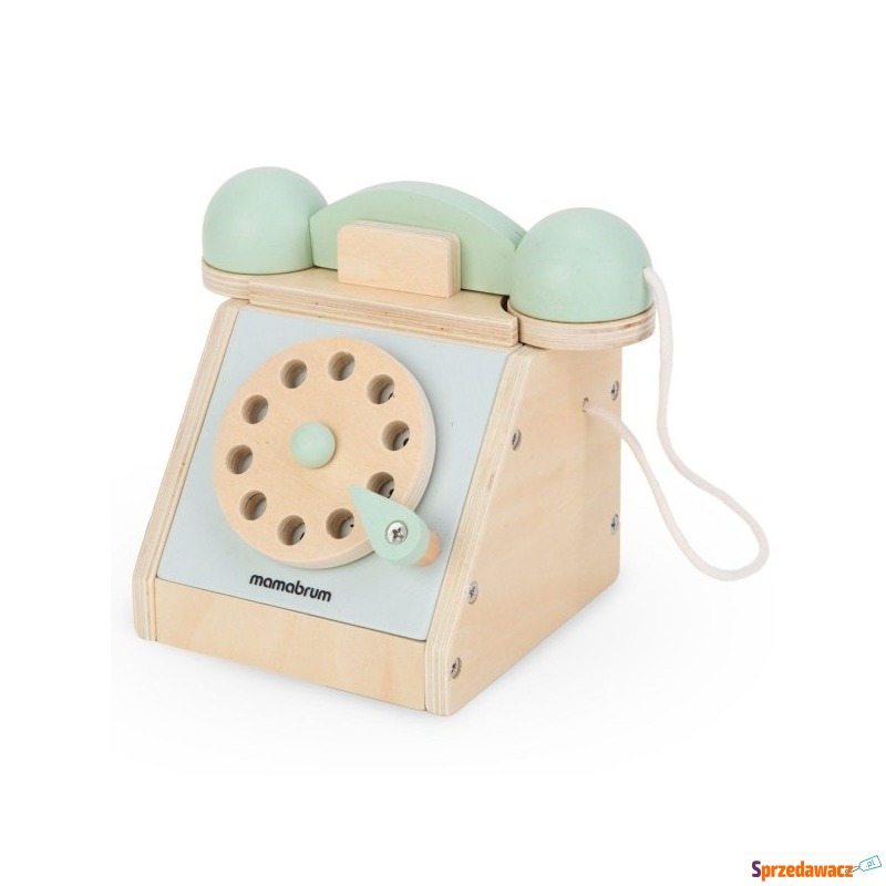 Drewniany telefon retro - miętowy