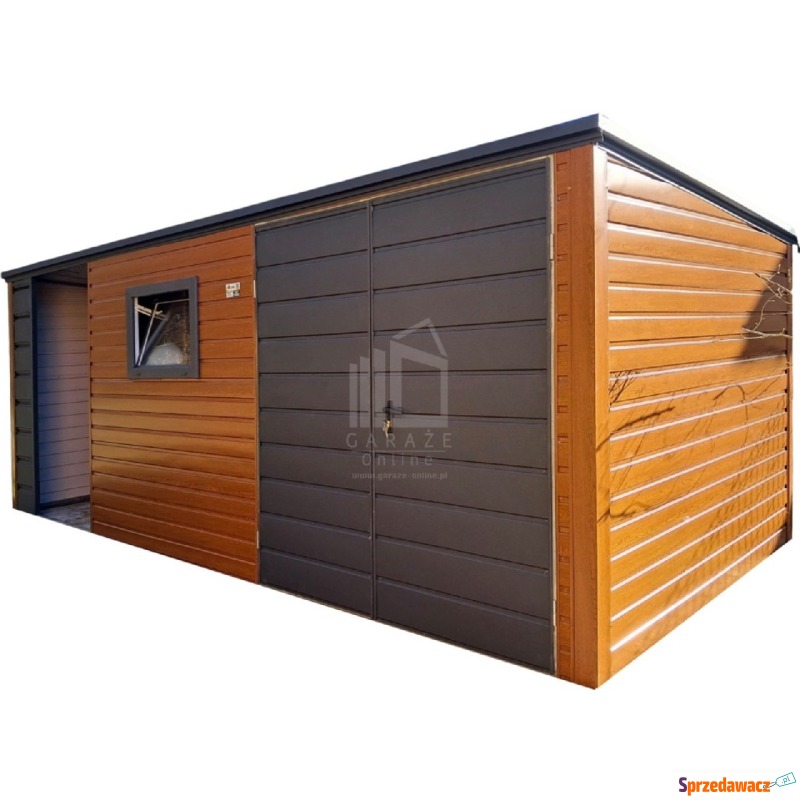 Schowek - domek ogrodowy 4,5x2m + wiata 2m brama... - Altany, domki, namioty - Sieradz