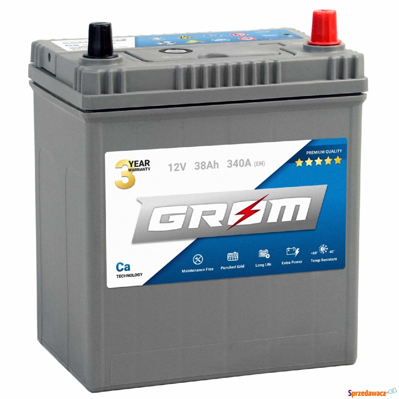 Akumulator GROM Premium 38Ah 340A...