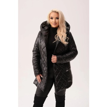 Czarna zimowa kurtka Alina - wyjątkowe połączenie tkanin PLUS SIZE XXL OVERSIZE JESIEŃ ZIMA