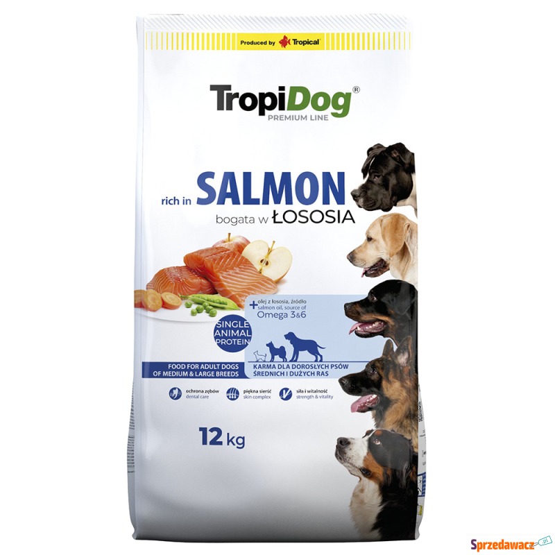 Tropidog Premium Adult Medium & Large, łosoś -... - Karmy dla psów - Grudziądz