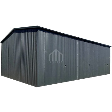 Hala - garaż blaszany - 9x6m - 3x brama dwuskrzydłowa - rynny SO147