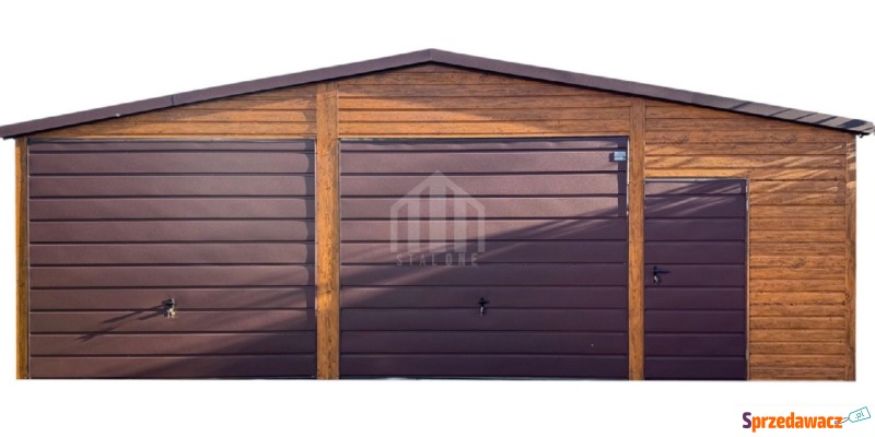 Garaż blaszany 9x6m 2x brama uchylna drzwi 3x... - Garaże i wiaty - Żnin
