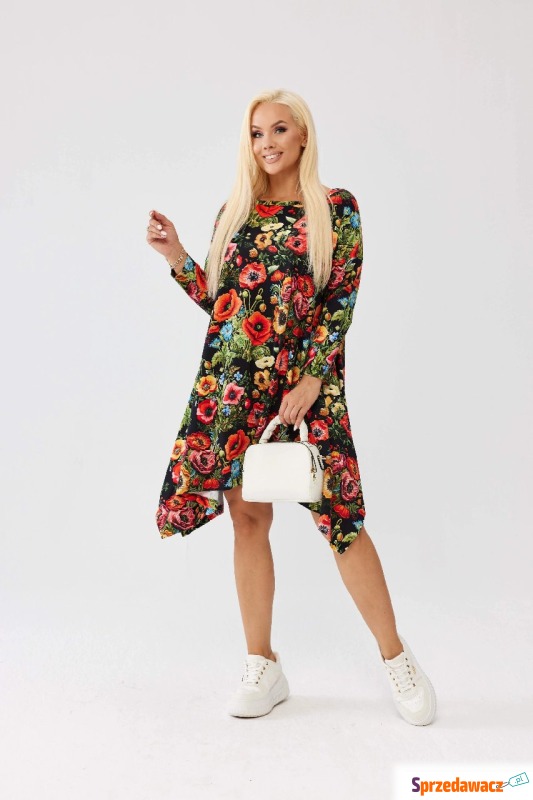 Asymetryczna tunika w maki OVERSIZE PLUS SIZE... - Bluzki i koszule damskie - Łomża