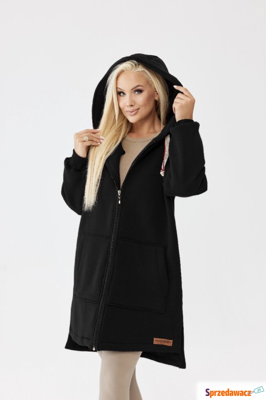 Czarna damska bluza Mona z kapturem PLUS SIZE... - Kurtki, płaszcze damskie - Płock