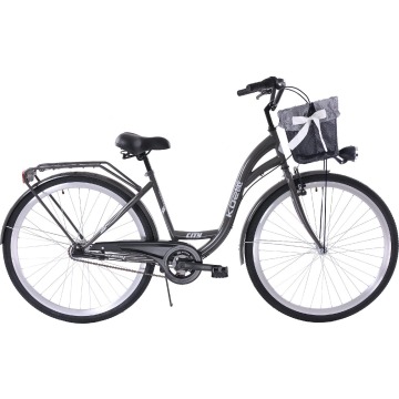 Kozbike K3 Rower miejski Kozbike 28 3biegi grafitowy (czarne opony, przerzutka Sturmey Archer)