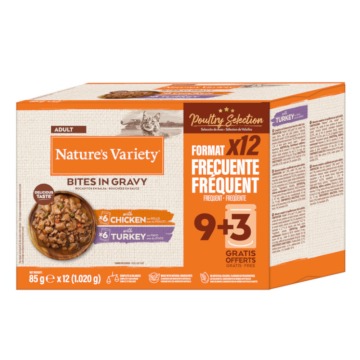 Korzystny pakiet Nature's Variety Bites w sosie, 48 x 85 g - Pakiet drobiowy (2 smaki)
