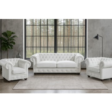 Komplet Chesterfield szeroki - skóra naturalna,... - Sofy, fotele, komplety... - Reda - zdjęcie 2