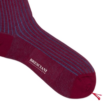 Bresciani Bordowe skarpetki w niebieski prążek S