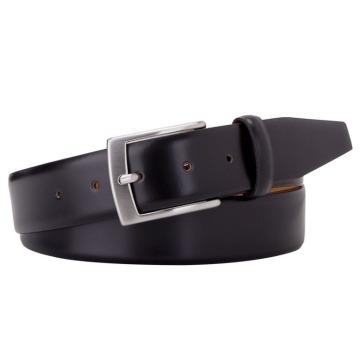 Elegancki pasek skórzany męski 3,5cm czarny gładki 85