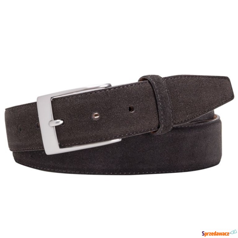 Elegancki pasek zamszowy męski 3,5cm brązowy 85 - Paski do spodni - Konin