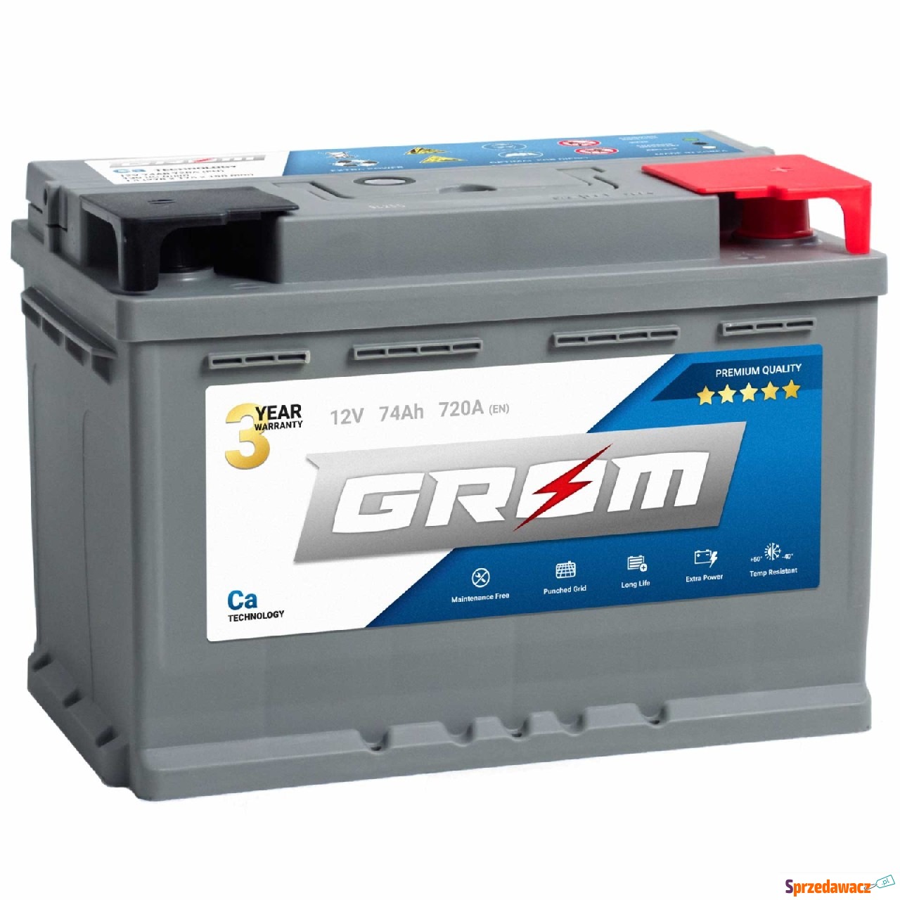 Akumulator Grom Premium 74Ah 720A...