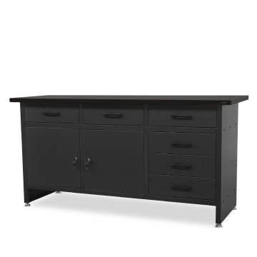 Stół warsztatowy z szufladami czarny, 1700x850x600 mm: HENRY All Black
