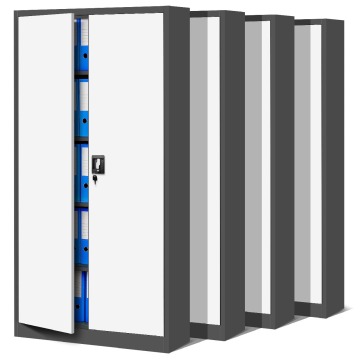 Zestaw 4x szafa biurowa metalowa na akta antracytowo-biała, 900x1950x400 mm: JAN H