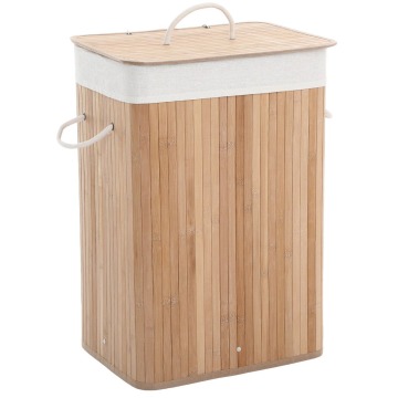 Kosz na pranie, zabawki, 72L, 40x30x60 cm, naturalny bambus, beżowy