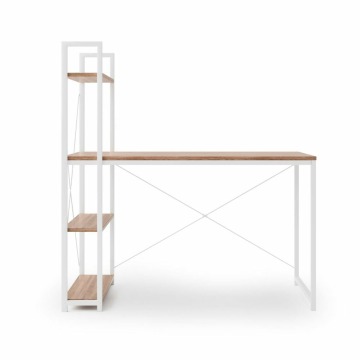 SELSEY Biurko Lomise 120x64 cm z regałem dąb sonoma - biały - Genesis