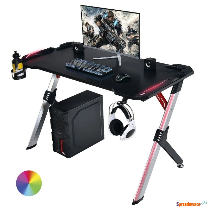 Ergonomiczne biurko do gier ze światłami LED RGB... - Biurka gamingowe - Grudziądz