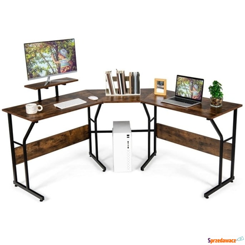 Biurko narożne z podstawką pod monitor 225 x 48... - Biurka - Leszno