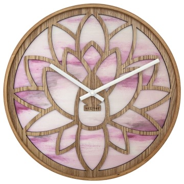 SELSEY Zegar ścienny Lotus 40 cm różowo-brązowy - Genesis