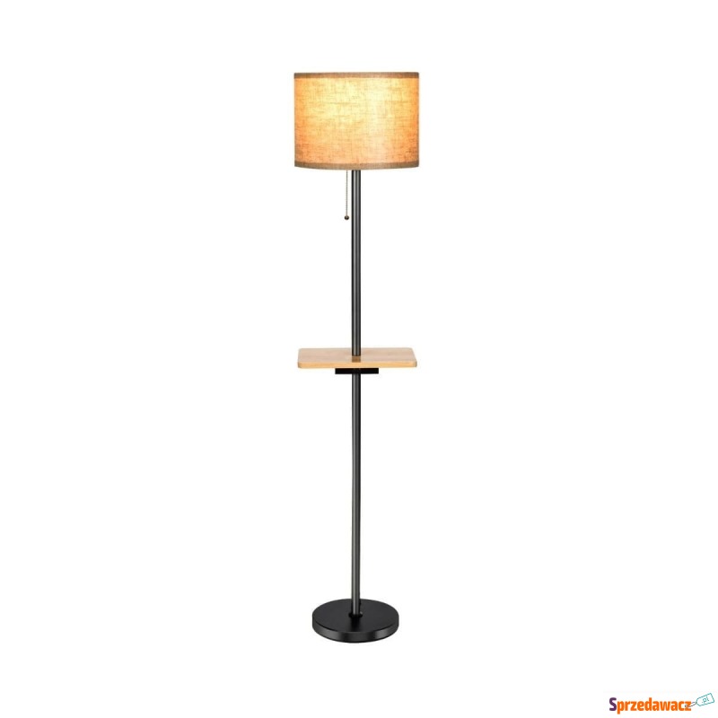 Lampa stojąca podłogowa z drewnianą półką - Lampy stojące - Sieradz
