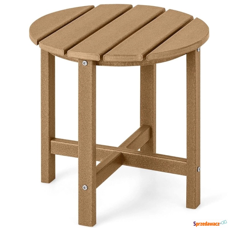 Mały stolik ogrodowy o średnicy 46 cm brązowy - Stoły, ławy, stoliki - Poznań