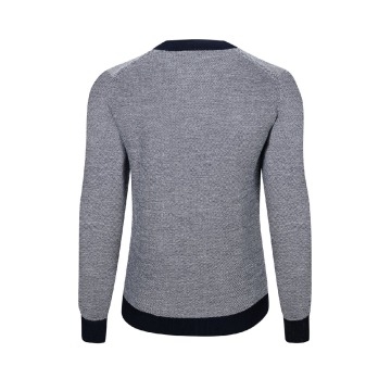 Granatowo-szary męski sweter zapinany na guziki z wełny merino XXS