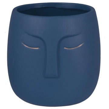 SELSEY Doniczka ceramiczna Rizined twarz granatowa - Genesis