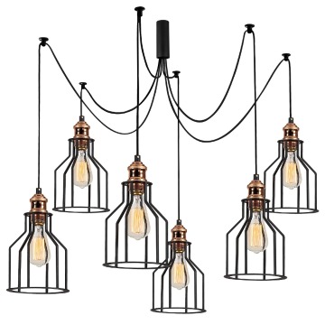 SELSEY Lampa wisząca Franklog x6 żyrandol czarna - Genesis