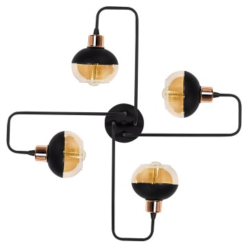 SELSEY Lampa sufitowa Krisja x4 czarno-miedziana - Genesis
