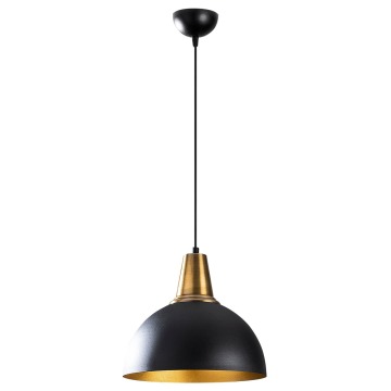 SELSEY Lampa wisząca Theyro ze złotym trzonkiem średnica 30 cm czarna - Genesis