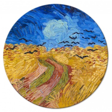 SELSEY Obraz okrągły Pole pszenicy z krukami Vincent van Gogh średnica 80 cm - Genesis