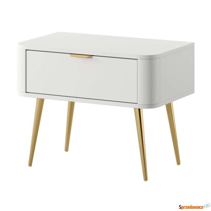 SELSEY Szafka nocna Oval z szufladą 63 cm Biała... - Stoliki nocne - Katowice