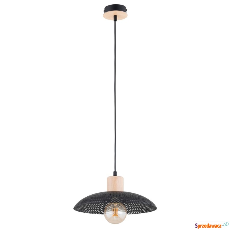 SELSEY Lampa wisząca Kobe czarna z drewnianymi... - Lampy wiszące, żyrandole - Słupsk