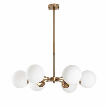 SELSEY Lampa wisząca Horrelf x6 złota/ mleczne klosze - Genesis