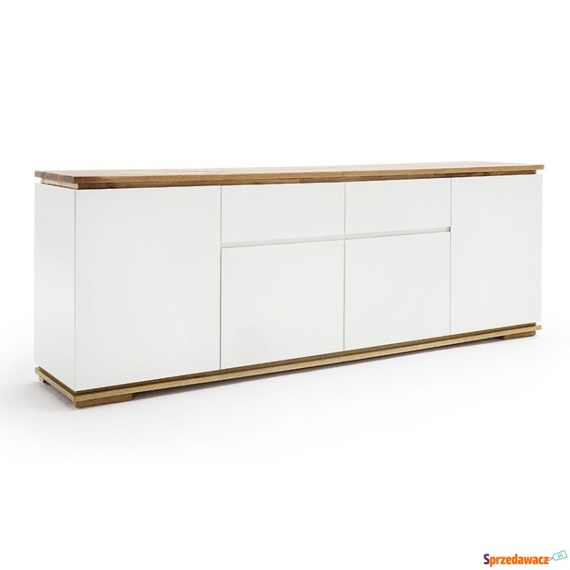 SELSEY Komoda Bridder 182 cm biały mat/dąb lity... - Komody - Kielce