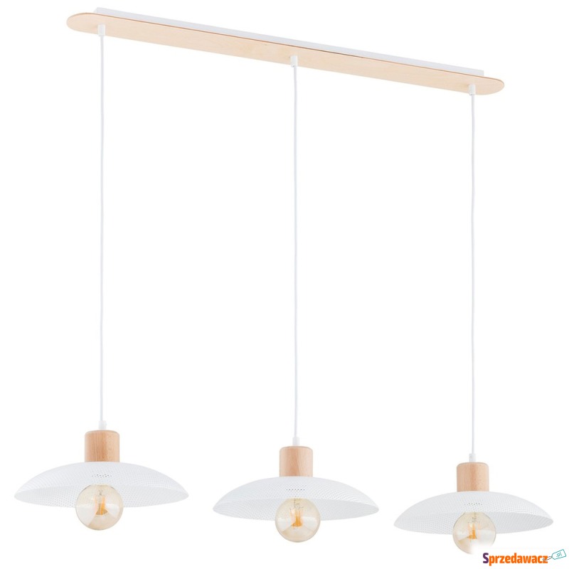 SELSEY Lampa wisząca Kobe biała z drewnianymi... - Lampy wiszące, żyrandole - Lubin