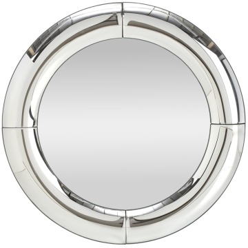 SELSEY Lustro ścienne Relantic średnica 80 cm w srebrnej ramie gięte szkło - Genesis