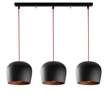 SELSEY Lampa wisząca Pavitaries x3 czarna/ czerwone kable - Genesis