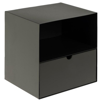 SELSEY Szafka nocna Emilis prostokątna wisząca z półką i szufladą czarna 30x25x3 - Genesis