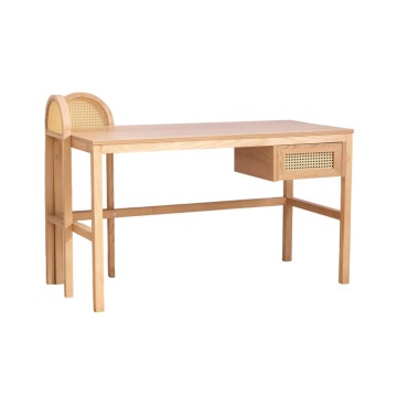 SELSEY Biurko Crattale 130x60 cm z rattanowymi akcentami - Genesis