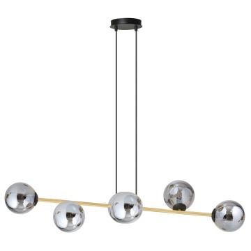 SELSEY Lampa wisząca Bestalles czarno-złota z grafitowymi kloszami x6 - Genesis